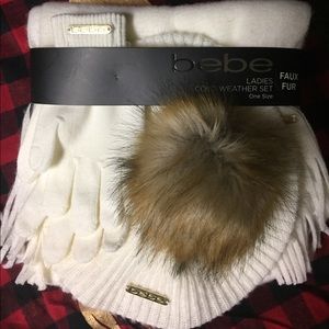 Bebe beret scarf and glove set NWT